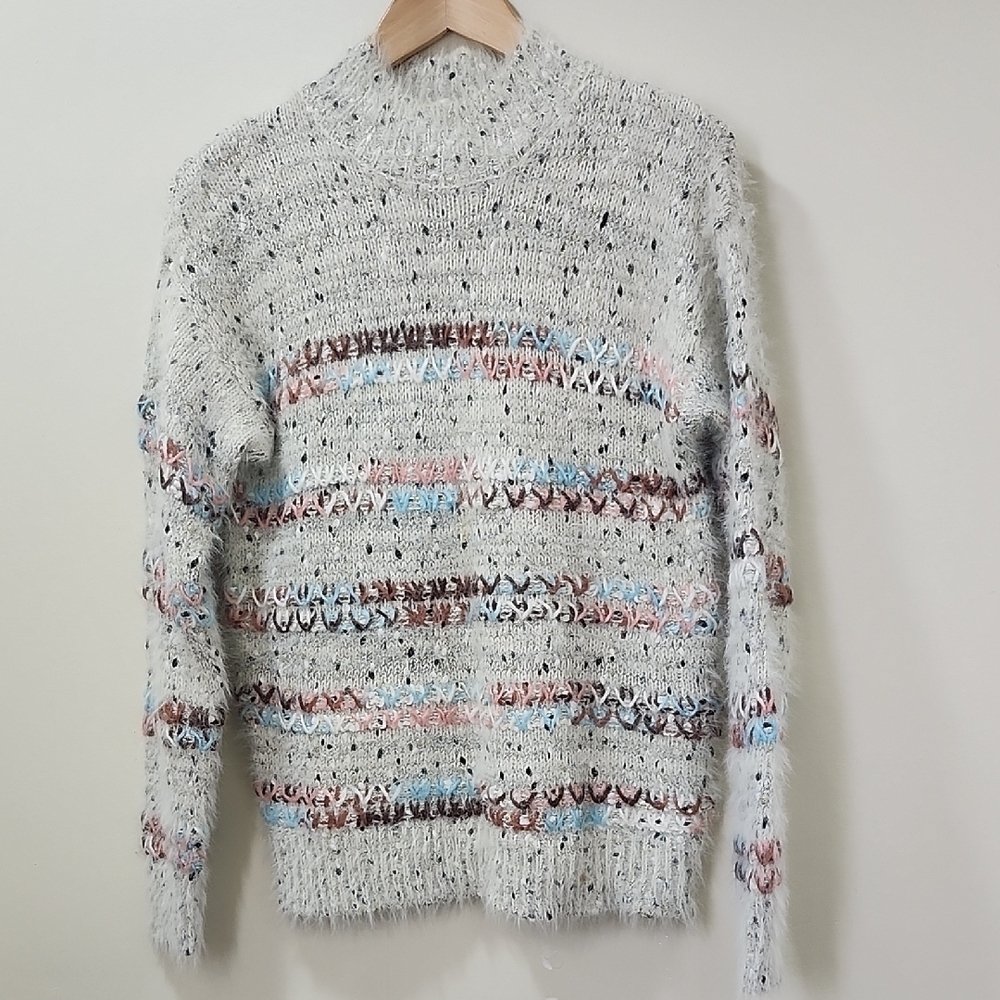 Woven Cozy Cream and Black Textured Sweater